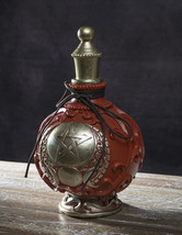 Wicca Spiritual Triple Moon Goddess With Pentacle Red Faux Potion Bottle Decor - £23.97 GBP