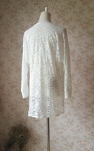 Ivory White Long Sleeve Stretch Lace Cover Up Women Custom Plus Size Lace Bolero image 4