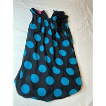 Pinky Blouse Womens Medium 7/8 Black Blue Polka Dots Sleeveless Dressy T... - £9.11 GBP