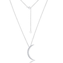 Sterling Silver Thin Crescent Moon Necklace - £40.91 GBP