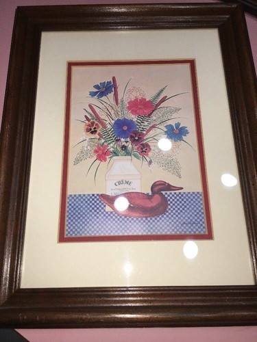 Creme De La Ferne Anatra E Cornice Di Fiori Pezzo D&#39;Arte Collezionabile - $67.82