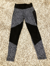 Adidas Leggings Womens Size Small Black White Speckled Gym Run Yoga Crop 23x26 - $12.75