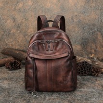 new leather literary retro women backpack soft leather large capacity wi... - $264.06