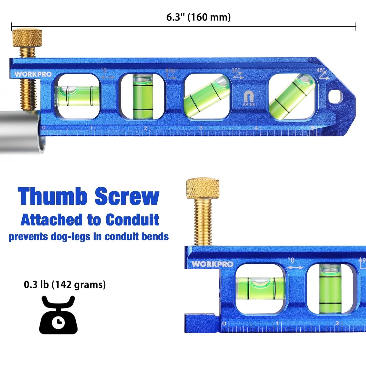 WORKPRO Conduit Bending Level, Torpedo Level, Pipe Level