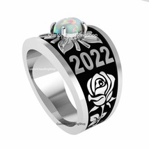 Custom Class Ring, Personalized Crystal and RimRock Statement Ring, Oval Opal - £127.87 GBP