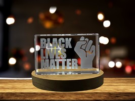LED Base included | Black Lives Matter Fist 3D Engraved Crystal 3D Engraved - $39.99+