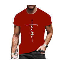 Faith Motivational T Shirt   Crew Neck Short Sleeve Letter Graphic Red R... - £15.93 GBP