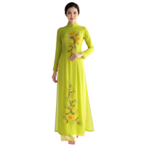 NWOT Women's Custom Couture Chartreuse Embroidered &amp; Embellished Ao Dai ... - $75.00