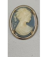 Vtg Resin Cameo Brooch With Lady Portrait Oval Pin Gold Tone Jewelry Est... - $28.00