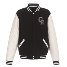 MLB Colorado Rockies Reversible Fleece Jacket PVC Sleeves Front Logos JH Design - £94.02 GBP