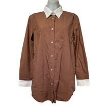 forte forte italy brown cotton button up blouse top size M - £44.46 GBP