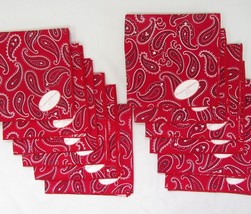 Designers Collection Bandana Paisley Red Cotton 12-PC Napkin Set - £37.59 GBP