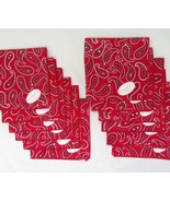 Designers Collection Bandana Paisley Red Cotton 12-PC Napkin Set - £37.59 GBP