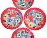 Four (4) Pioneer Woman ~ RED ~ Floral ~ MELODY~ 7.5&quot; Pasta Bowls ~ Stone... - £37.36 GBP