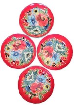 Four (4) Pioneer Woman ~ RED ~ Floral ~ MELODY~ 7.5&quot; Pasta Bowls ~ Stoneware - £37.36 GBP