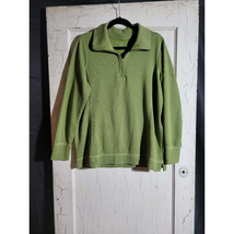 Men's Eddie Bauer XL Pull Over Sweater Green Zipper - $12.54
