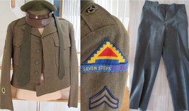 vintage WW2 ARMY dress jacket coat pants tie hat uniform CORPORAL 1940s NICE! - £149.28 GBP
