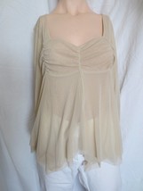 New York &amp; Company Nylon Beige Top Blouse Semi Sheer Sz M - £11.72 GBP