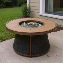 50000 BTU 42&quot; Brown Aluminum Natural Gas Round Fire Pit Table With Cover - $1,235.00