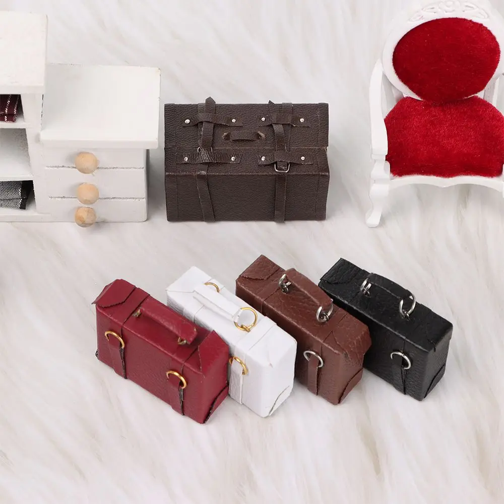 1:12 Scale Doll Leather Luggage Miniature Portable Trunk Mini Suitcase Vintage - £7.64 GBP+