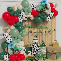 Farm Tractor Birthday Party Supplies 137 Pcs Tractor Balloon Garland Arch Kit Gr - £25.30 GBP