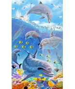 Under Sea DOLPHINS Tropical Fish DOOR COVER Mermaid Theme Wall Poster De... - $5.67