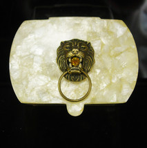 Medieval Lion Trinket Box Shrine Pocket mother of pearl Rosary case Mini... - $85.00