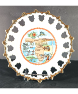 Vintage FLORIDA SOUVENIR Serving Tray Made in Japan Hibiscus Map Mocking... - $18.04