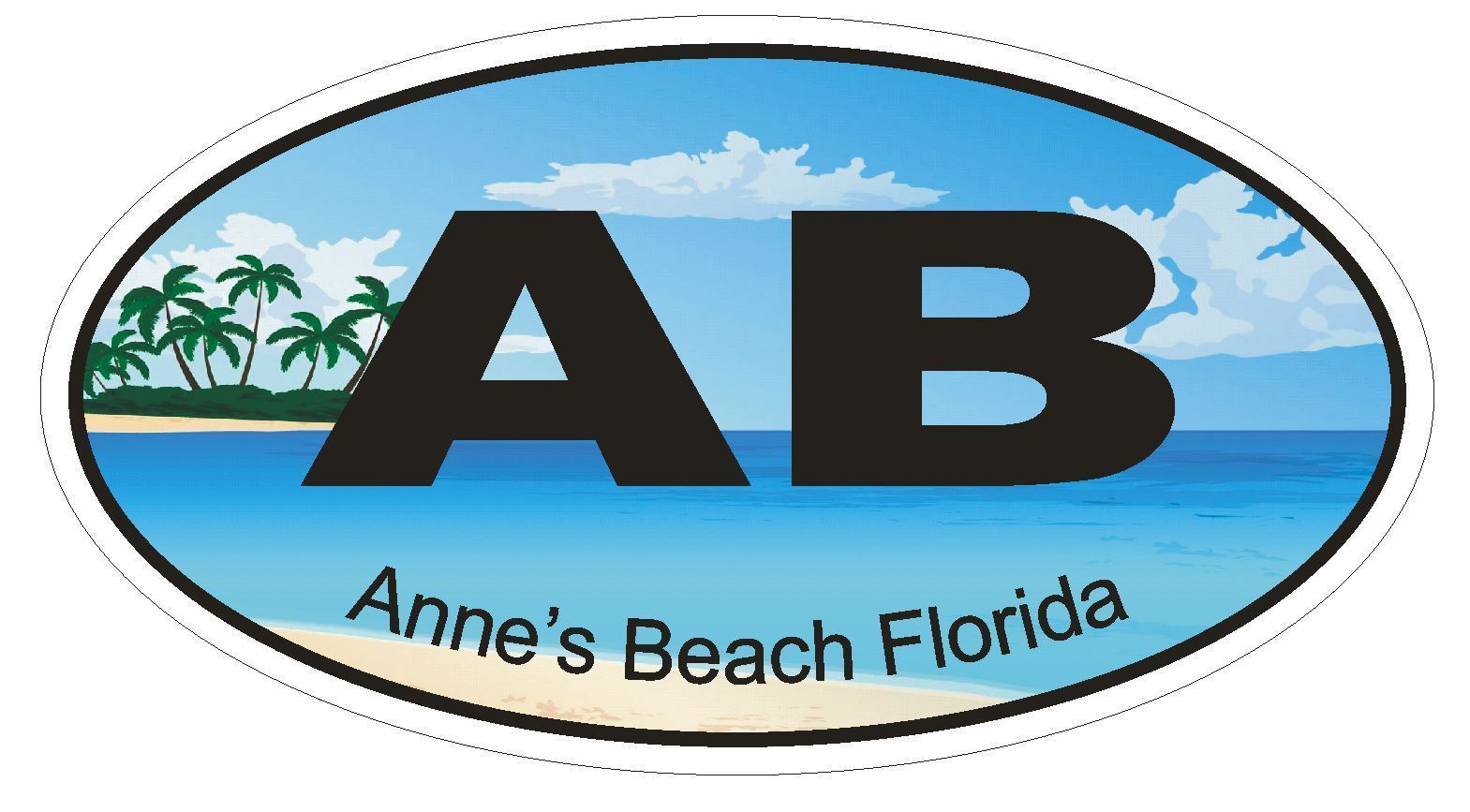 Anne's Beach Florida Oval Bumper Sticker or Helmet Sticker D1180 YOU CHOOSE SIZE - $1.39 - $75.00