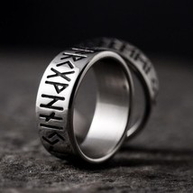 Wholesale 316L Stainless steel Odin Norse Viking Amulet Rune Men Ring Fashion Wo - £7.30 GBP