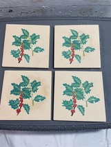 Set of 4 Sand Stone Thirstystone Red and White Holly Berry Spray Coasters - £8.75 GBP