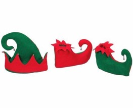 3 PC ELF Hat and Shoes Set Child Christmas Holiday Costume - £13.62 GBP