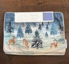 Nicole Miller Placemats set Of 4 Christmas Trees Reindeer Snow Blue Multicolor - $29.96