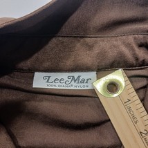 Vintage LeeMar Women's Brown Qiana Nylon 1/4 Buttons Collar Blouse Chest 37" image 4