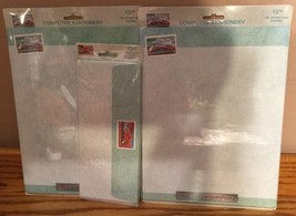 USPS ALL ABOARD 1999 Stamp Series 2 Pk Computer Stationery & Matching Envelopes - $5.94