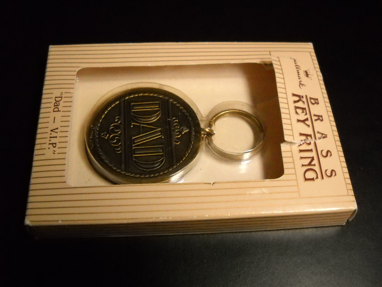 Primary image for Hallmark Brass Key Ring with Dad Vip Message Original Hallmark Box 1983 Taiwan