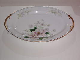 Grace China ROCHELLE Oval Serving Platter 12-1/4 in Pink Flowers Gold Bl... - $39.99