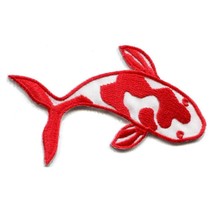 Koi Fish Iron On Patch 3&quot; Red Lucky Japanese Goldfish Carp Embroidered Applique - £3.95 GBP