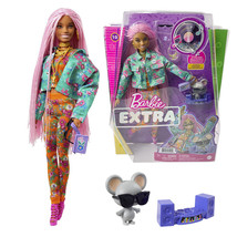 New 15 Pcs Barbie Mattel Extra Doll #10 Pink Braids Floral Dj Mouse Pet 12&quot; - £20.83 GBP