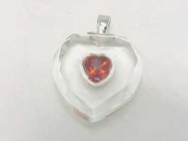 Crystal HEART Red Birthstone PENDANT in Sterling Silver - BRADFORD EXCHANGE - £24.35 GBP