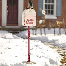 Vintage Style Santa Mail Christmas Mailbox Decor, Metal with LED Lights ... - $149.95