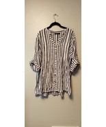 Club Z Collection White Metallic Striped Button-up Tunic Coastal Plus Si... - €18,22 EUR