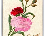 Applied Felt Carnation Fllowers Valentines Day To Greet My Love DB Postc... - $4.90