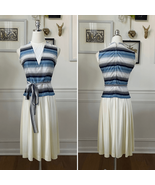 Vintage 60s Blue Variegated Stripe Sleeveless Dress S - €27,80 EUR