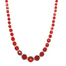 Vintage Elegant Red Plastic Faceted Beaded Necklace Womens Costume Jewelry - $19.40