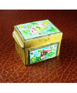 Chinese Enamel Stamp Box Asian flowers Oriental lotus blossom Trinket Ri... - £59.43 GBP