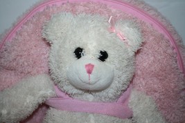 Popatu Teddy Bear Backpack Overnight Bag Pink Chenille Plush Stuffed Soft Toy - £11.59 GBP