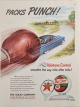 1951 Print Ad Texaco Sky Chief Gasoline Globe on Gas Pump Packs Punch - £16.84 GBP
