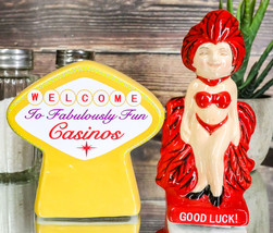 Welcome To Fabulously Fun Casinos Good Luck Pin Up Show Girl Salt Pepper... - $16.99