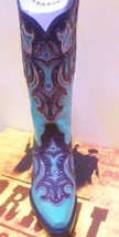 Corral Cowgirl boot Turquoise and brown, detailed gorgeous, western, lea... - $349.00